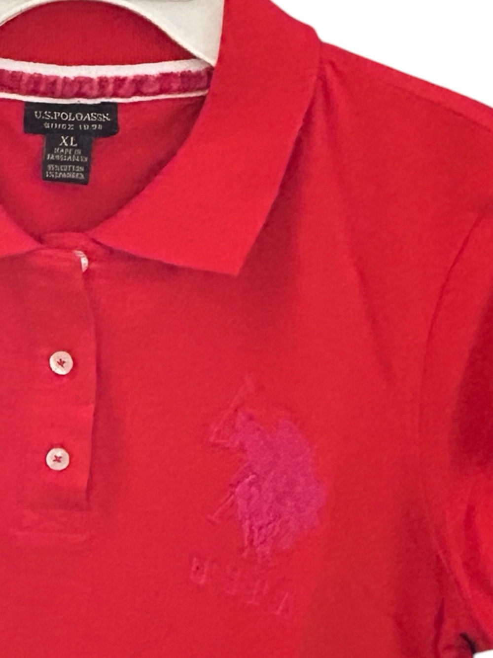 U.S. Polo Assn. Woman’s VTG Red Tee with Pink Embroidered Logo & #3 SZ XL NWT
